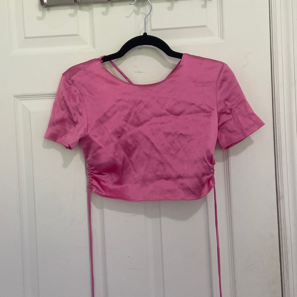 Zara barbie pink crop top, backless